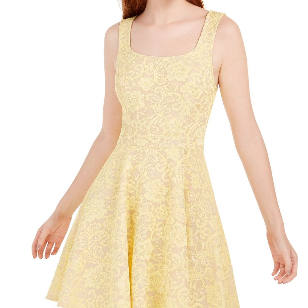 Speechless Juniors' Yellow/Nude Lace V Back Fit & - Picture 10 of 13